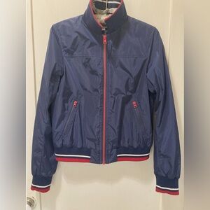 Ines de la Fressange Uniqlo Varsity Bomber Jacket Navy Blue Full Zip Women’s S